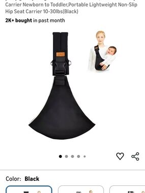 Black Baby Hip Seat Carrier with Orange Accent Patch
